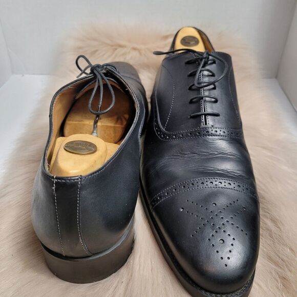 Santoni Semi Brogue Black Mens Oxford Shoes Size 13 - Picture 6 of 11